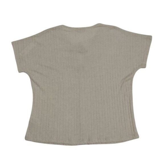 Ribbed Beige Knit Top With Keyhole & Ring Detail By Crosby M. NWT. - Picture 2 of 8
